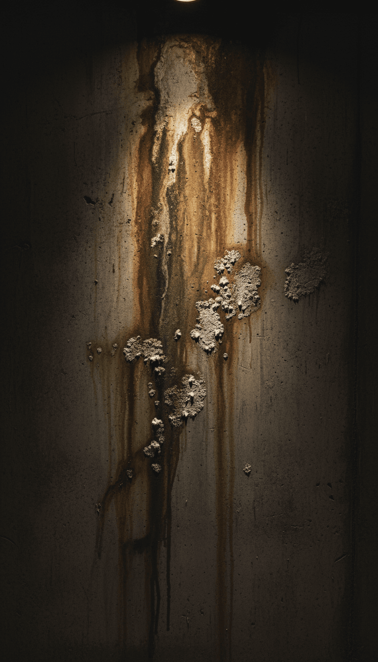 Water seepage damage on basement wall before waterproofing treatment